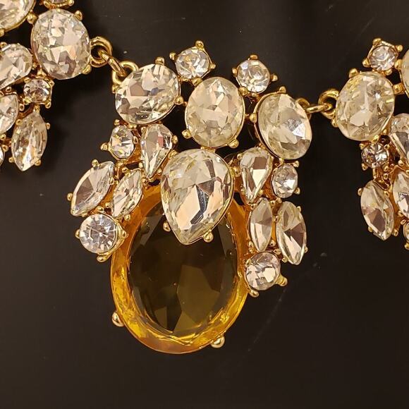 Talbots Golden Citrine Color Cluster Chunky Statement Necklace - Picture 4 of 7